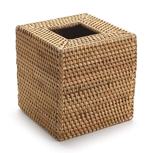 DECRAFTS Natural Rattan Square Tissue Box Cover 14cm (5.5x5.5x5.9 Inch) | Rustic Home Decor Organizer thumbnail 2