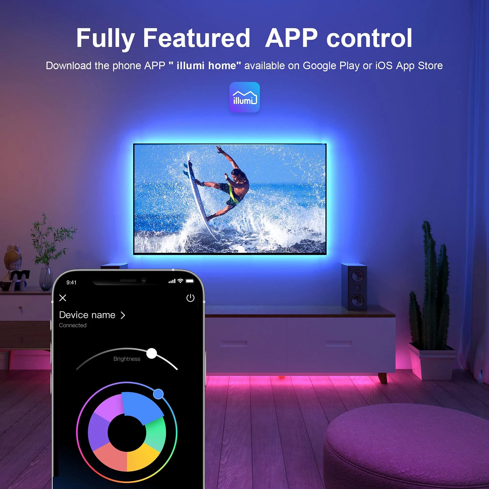 Nexillumi 16.4ft RGB LED Strip Lights for 55"-75" TVs | App & Remote Control - view 4