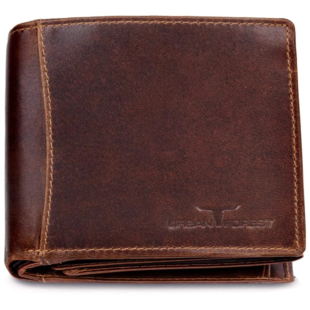 URBAN FOREST Oliver Leather Bifold Wallet for Men, Caramel Brown, 13 cm x 11 cm x 2.5 cm | RFID Protected - main product image