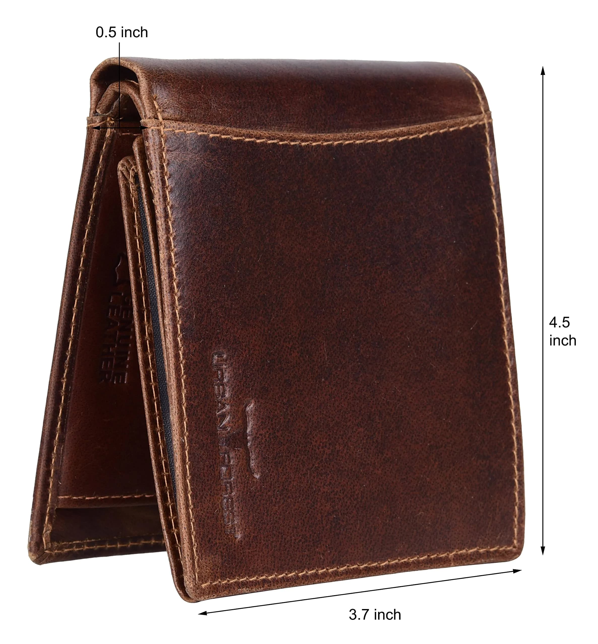 URBAN FOREST Oliver Leather Bifold Wallet for Men, Caramel Brown, 13 cm x 11 cm x 2.5 cm | RFID Protected - view 6