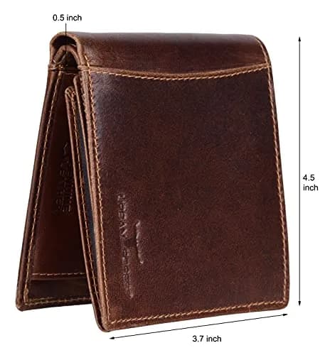 URBAN FOREST Oliver Leather Bifold Wallet for Men, Caramel Brown, 13 cm x 11 cm x 2.5 cm | RFID Protected thumbnail 6