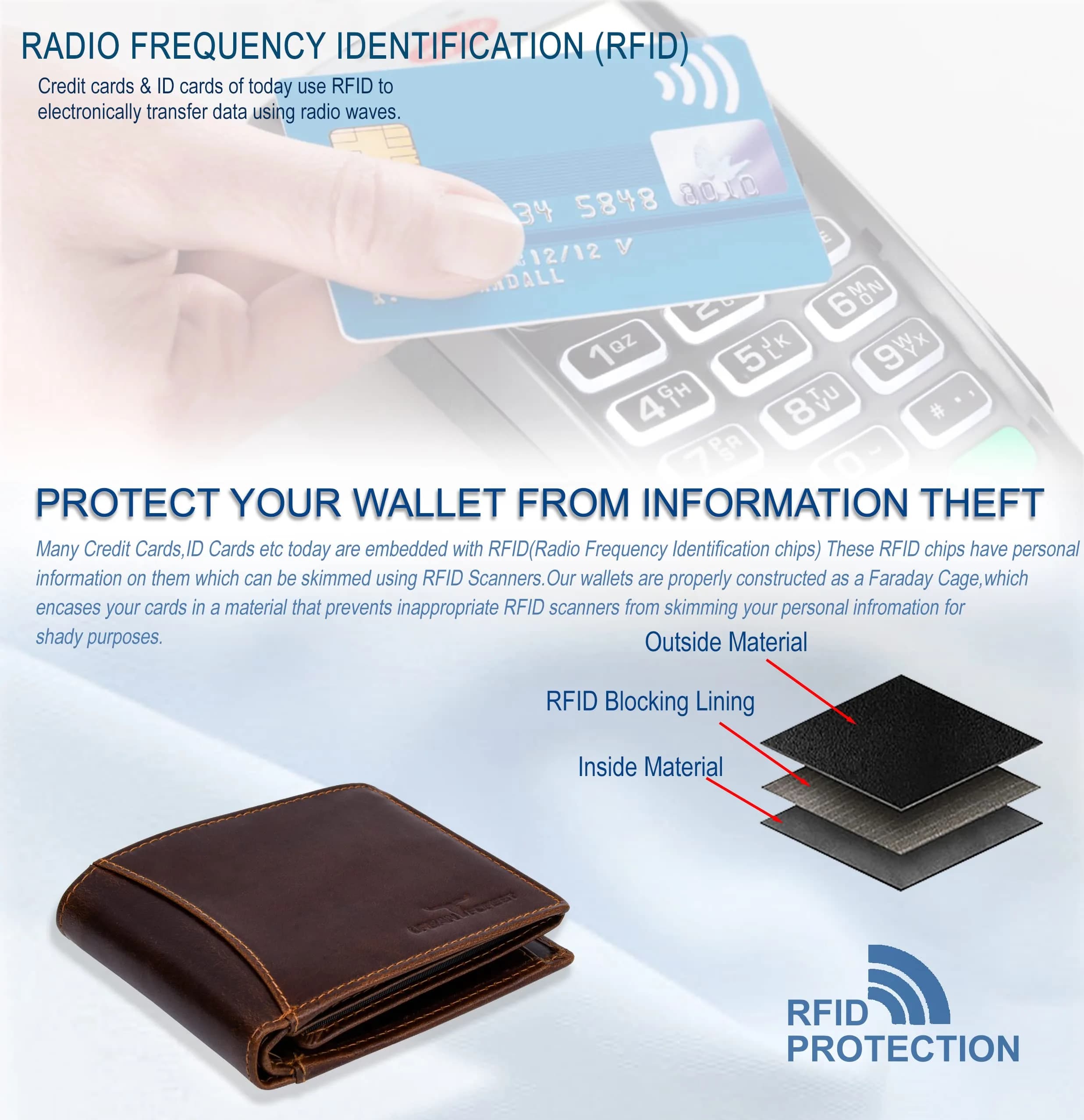 URBAN FOREST Oliver Leather Bifold Wallet for Men, Caramel Brown, 13 cm x 11 cm x 2.5 cm | RFID Protected - view 7