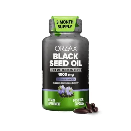 ORZAX Black Seed Oil Capsules 1000 mg | Standardized Thymoquinone for Immune & Skin Support thumbnail 1