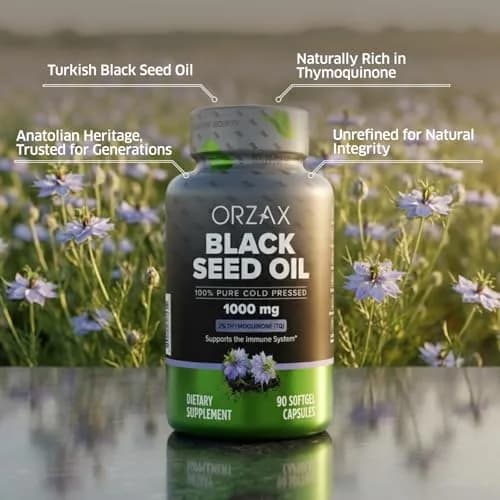 ORZAX Black Seed Oil Capsules 1000 mg | Standardized Thymoquinone for Immune & Skin Support thumbnail 3