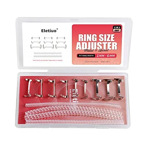 ELETIUO 13 Pack Silver Metal Ring Guards with Spiral Adjusters for Loose Rings, Unisex (Silver+Transparent) thumbnail 1