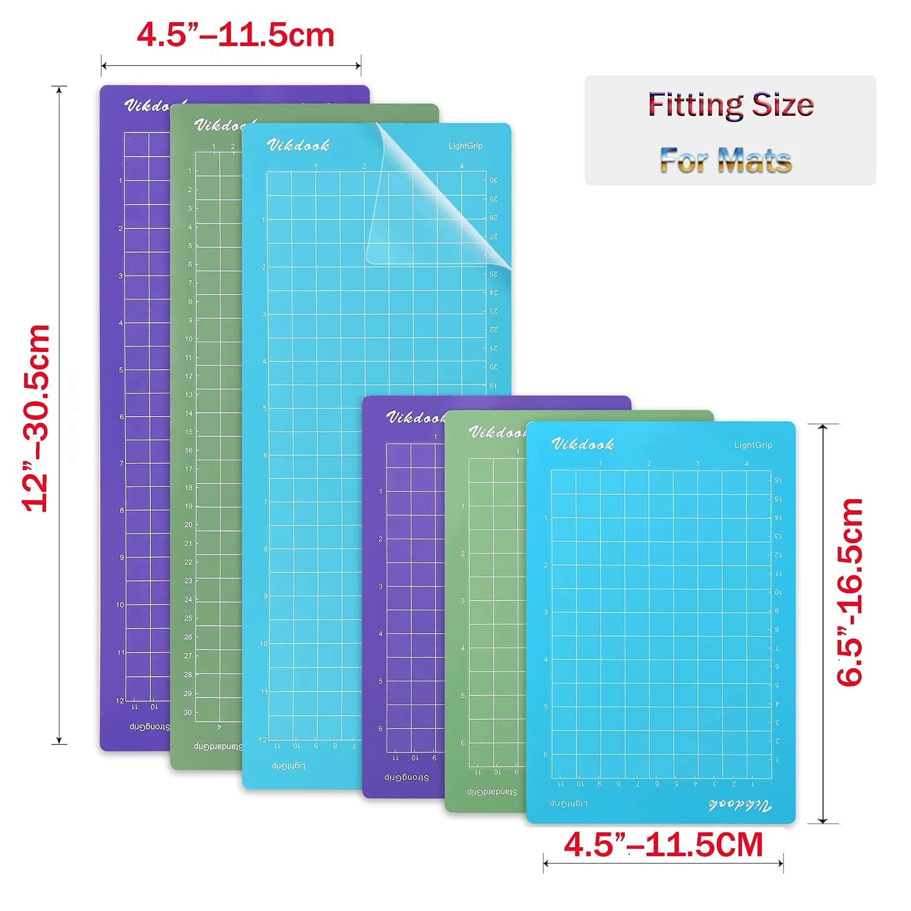 VIKDOOK Cutting Mat for Cricut Joy 4.5”x12” & 4.5”x6.5” Variety Grip 6-Pack | Sticky Adhesive Mats for Paper, Vinyl, Cardstock - view 5