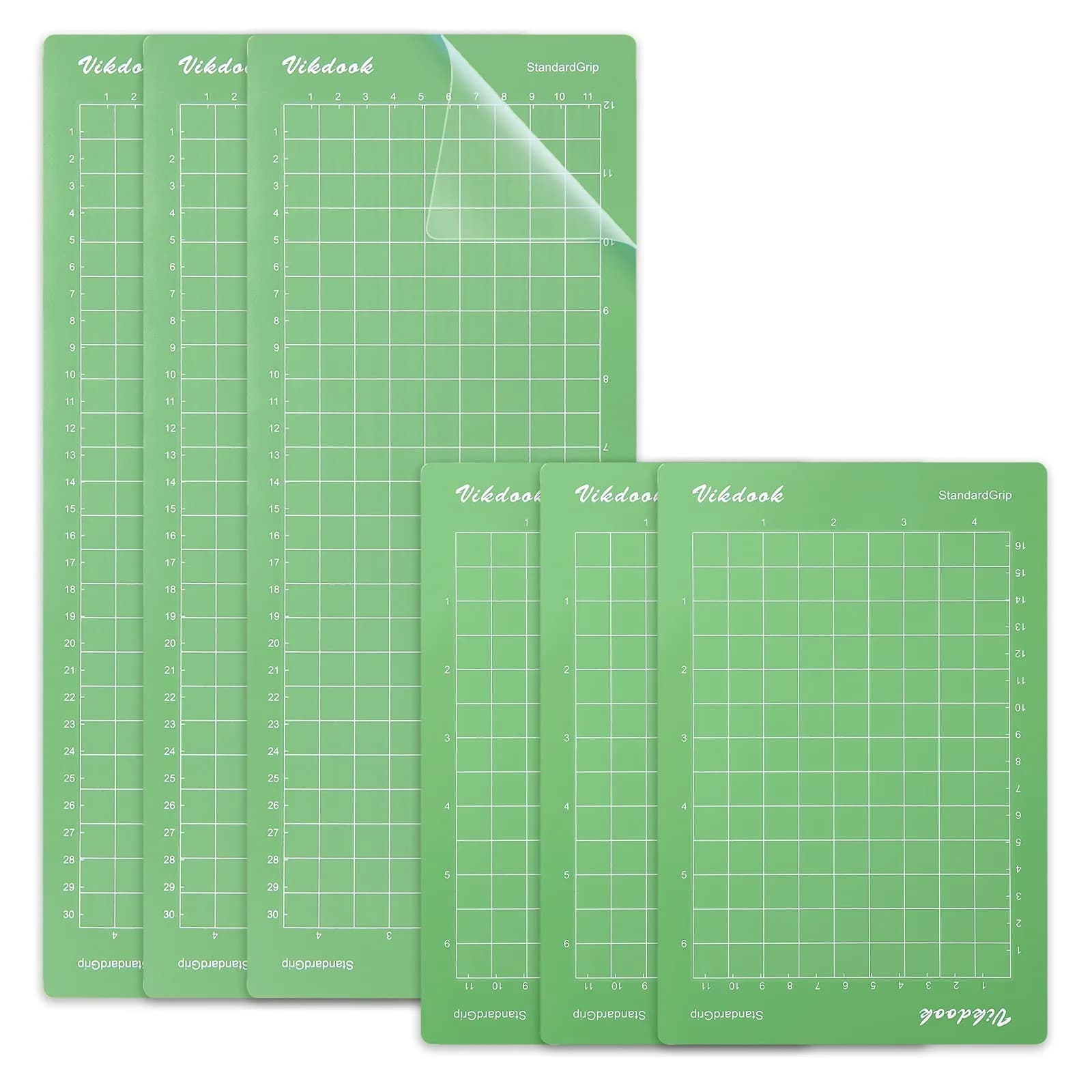 VIKDOOK Green Cutting Mats for Cricut Joy | 4.5"x12" & 4.5"x6.5" Standard Grip, 6-Pack - main product image