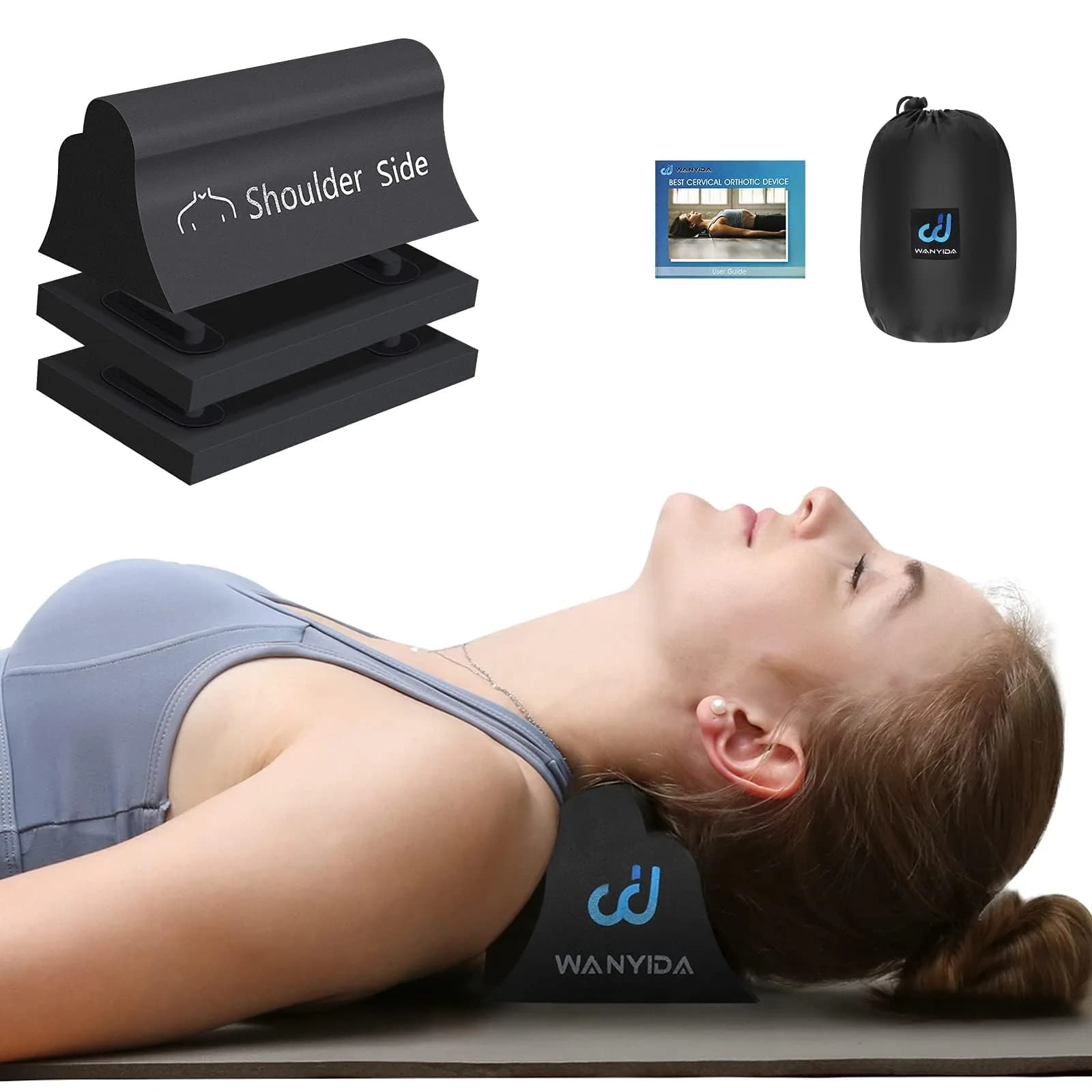 WANYIDA Neck and Shoulder Relaxer Black 20.3 cm (8 in) | Cervical Traction Device for Pain Relief