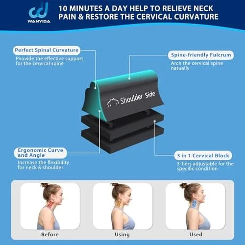 WANYIDA Neck and Shoulder Relaxer Black 20.3 cm (8 in) | Cervical Traction Device for Pain Relief thumbnail 2