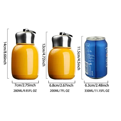 Comeon 7oz Mini Stainless Steel Water Bottle Vacuum Insulated Mug, Orange | Keeps Drinks Hot/Cold 6hrs thumbnail 2