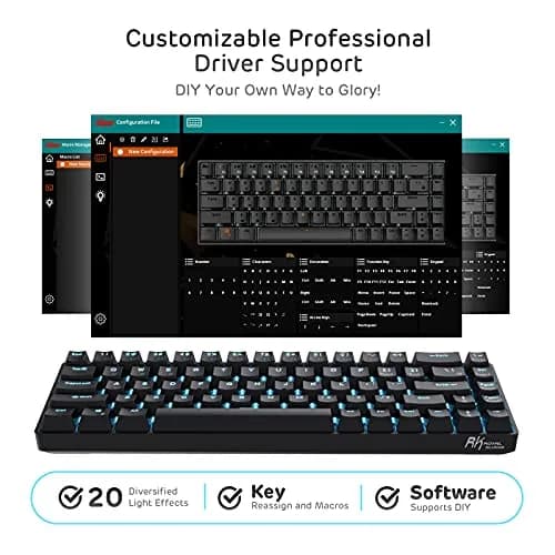 RK ROYAL KLUDGE RK68 Wireless Mechanical Keyboard 65% Compact Bluetooth Gaming Keyboard with Red Switches thumbnail 7