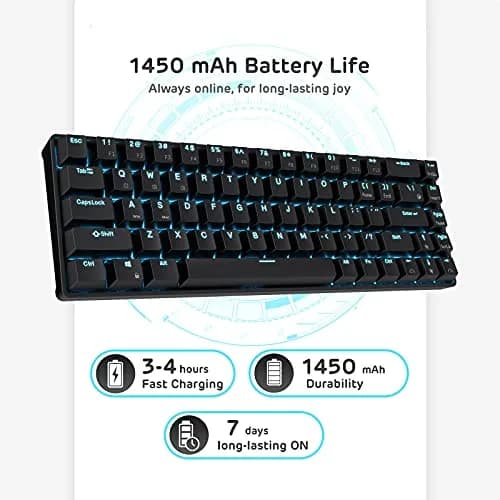 RK ROYAL KLUDGE RK68 Wireless Mechanical Keyboard 65% Compact Bluetooth Gaming Keyboard with Red Switches thumbnail 8
