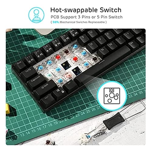 RK ROYAL KLUDGE RK68 Wireless Mechanical Keyboard 65% Compact Bluetooth Gaming Keyboard with Red Switches thumbnail 3