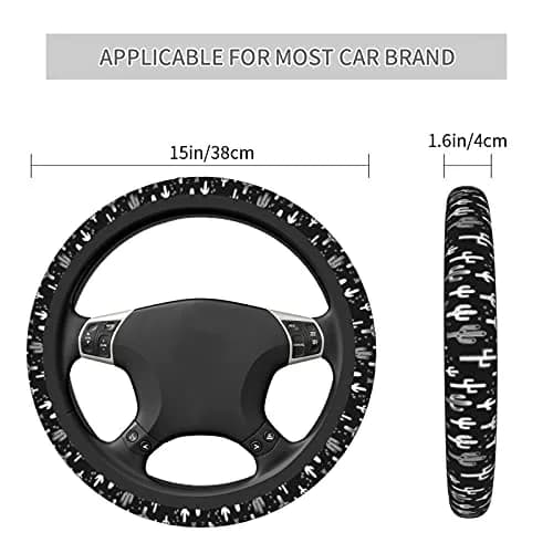 KUOAICY Fun Western Cactus Steering Wheel Cover 15 in | Breathable Neoprene, Universal Fit thumbnail 5