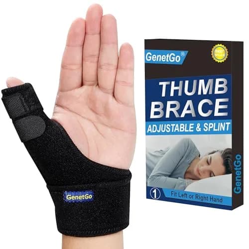 GenetGo Trigger Thumb Splint Brace for Right or Left Hand | Black, One Size thumbnail 1