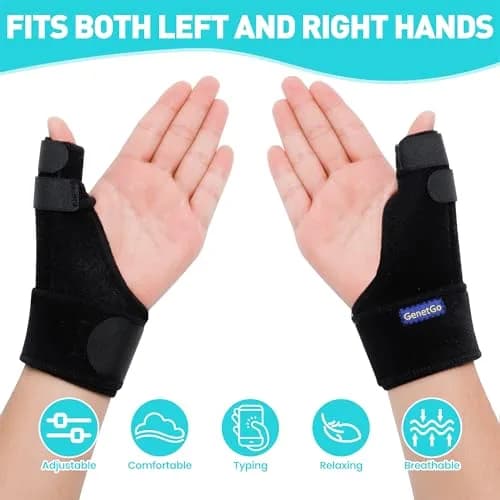 GenetGo Trigger Thumb Splint Brace for Right or Left Hand | Black, One Size thumbnail 4