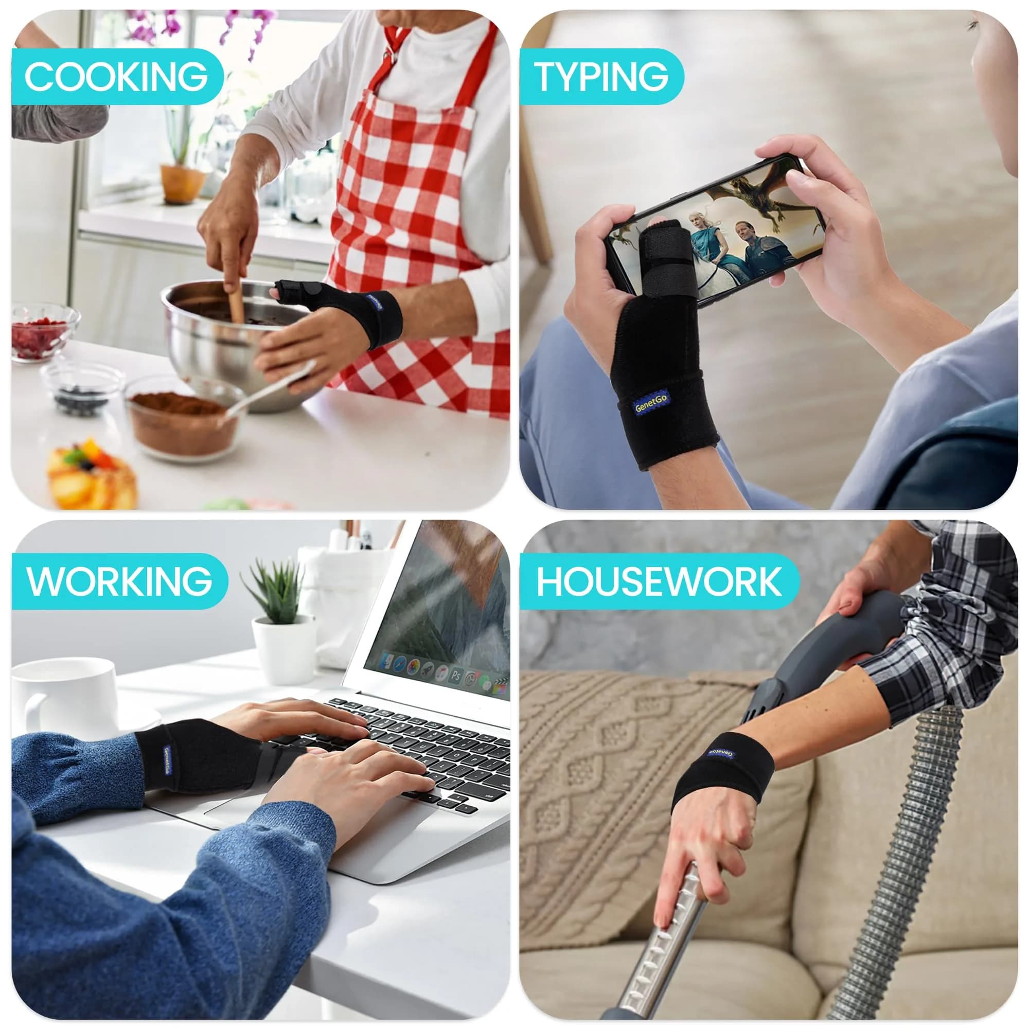 GenetGo Trigger Thumb Splint Brace for Right or Left Hand | Black, One Size - view 6