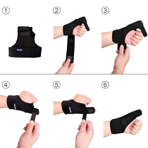 GenetGo Trigger Thumb Splint Brace for Right or Left Hand | Black, One Size thumbnail 7