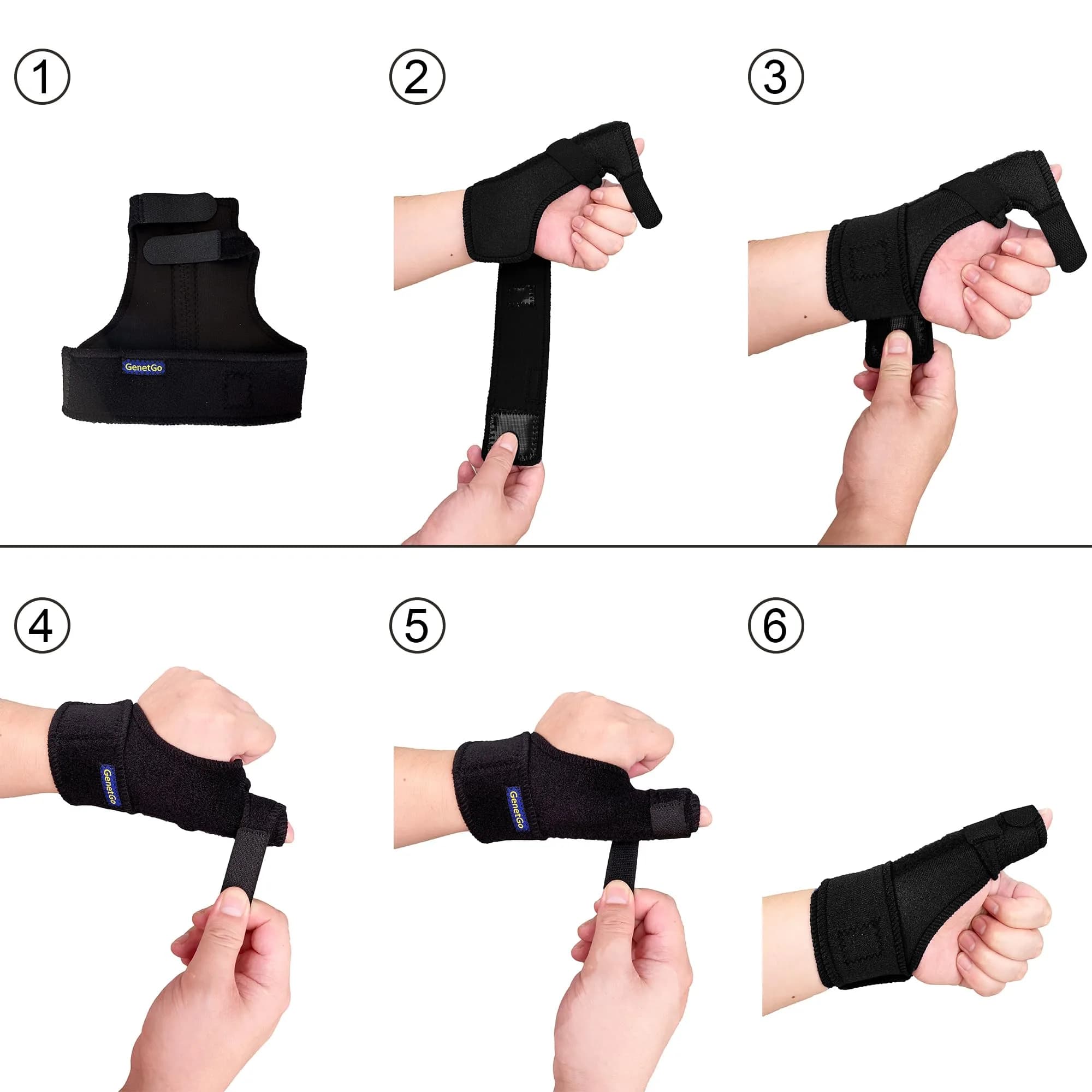 GenetGo Trigger Thumb Splint Brace for Right or Left Hand | Black, One Size - view 7