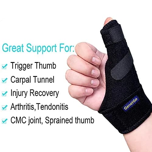 GenetGo Trigger Thumb Splint Brace for Right or Left Hand | Black, One Size thumbnail 2