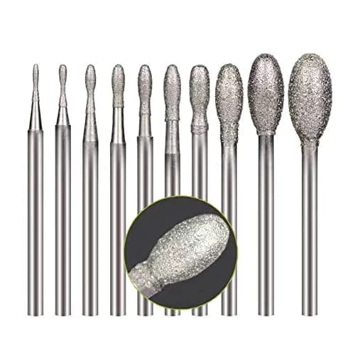 Luo ke Diamond Burr 10 Pcs 0.8mm-6mm Oval Shape | Durable Diamond Particles for Precision Carving thumbnail 1
