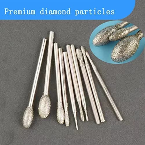 Luo ke Diamond Burr 10 Pcs 0.8mm-6mm Oval Shape | Durable Diamond Particles for Precision Carving thumbnail 3