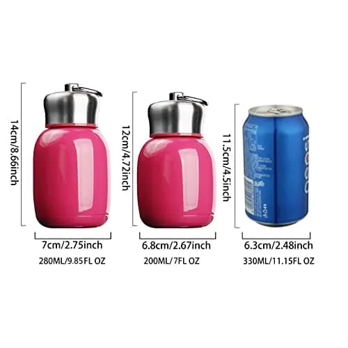 Comeon 7oz Mini Stainless Steel Water Bottle Vacuum Insulated Mug, Rose | Keeps Drinks Hot & Cold 6hrs thumbnail 2