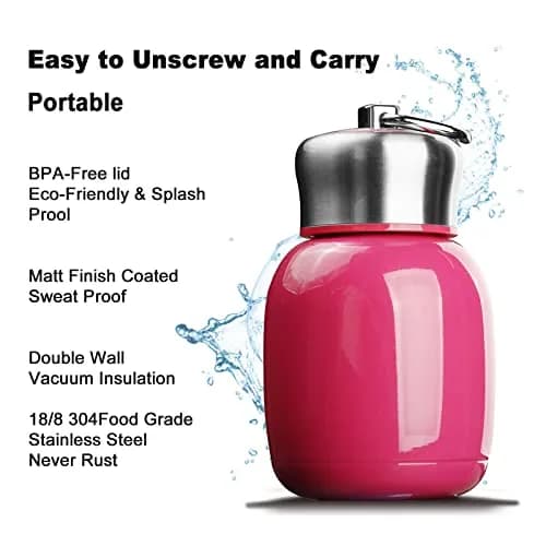 Comeon 7oz Mini Stainless Steel Water Bottle Vacuum Insulated Mug, Rose | Keeps Drinks Hot & Cold 6hrs thumbnail 3