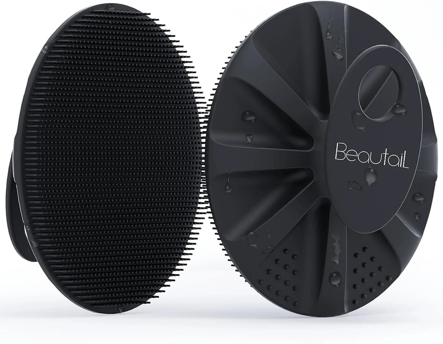 BEAUTAIL Silicone Body Scrubber Gentle Exfoliating Brush for Sensitive Skin | 83g (2.9oz) — Black
