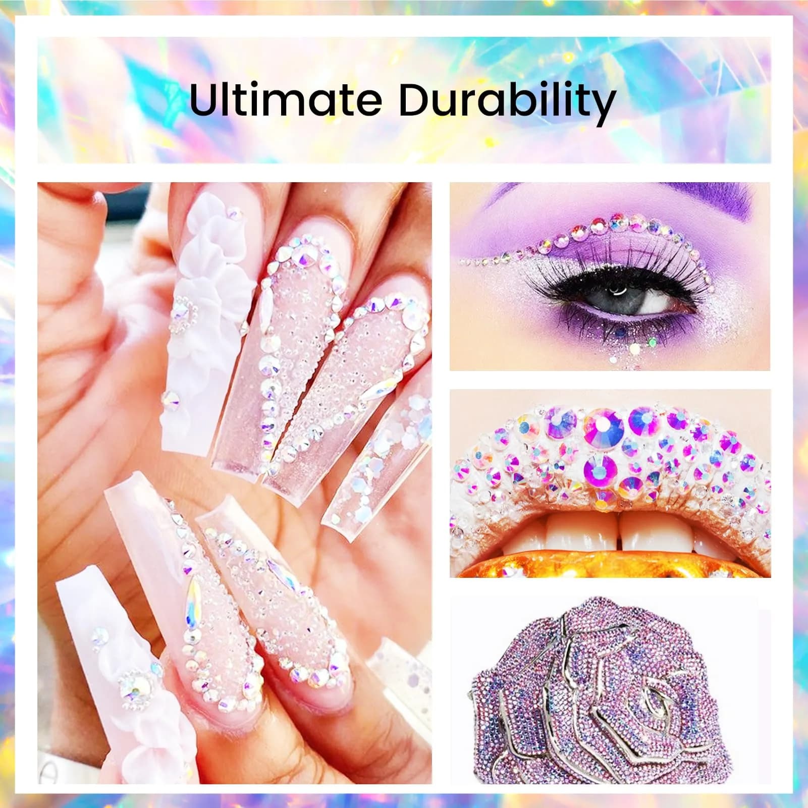 Novani Glass Crystal Rhinestones SS16 (3.8-4.0mm) 1440pcs | Flatback Round Gems for Nail Art, Crafts, Makeup, DIY Decoration - view 6