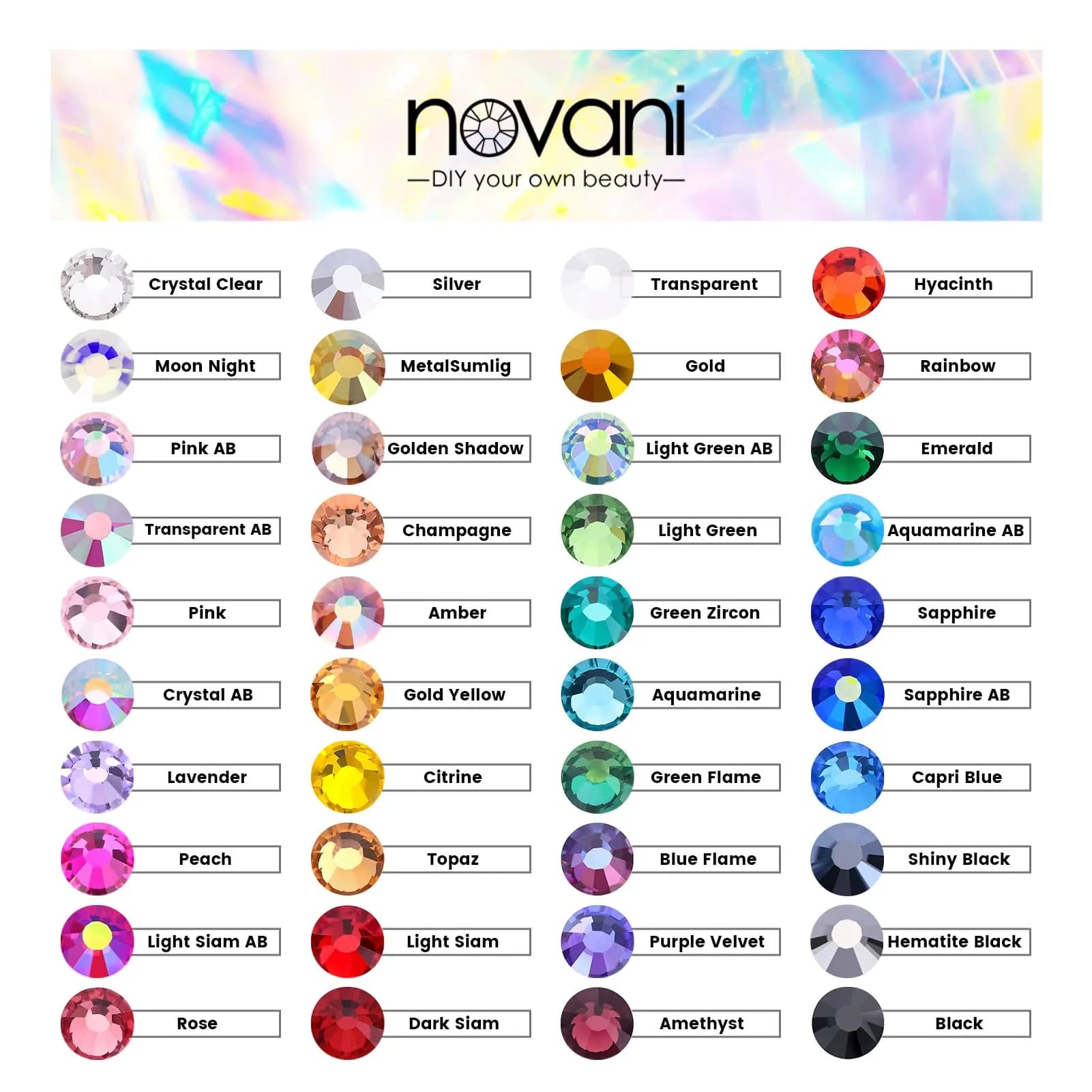 Novani Glass Crystal Rhinestones SS16 (3.8-4.0mm) 1440pcs | Flatback Round Gems for Nail Art, Crafts, Makeup, DIY Decoration - view 7