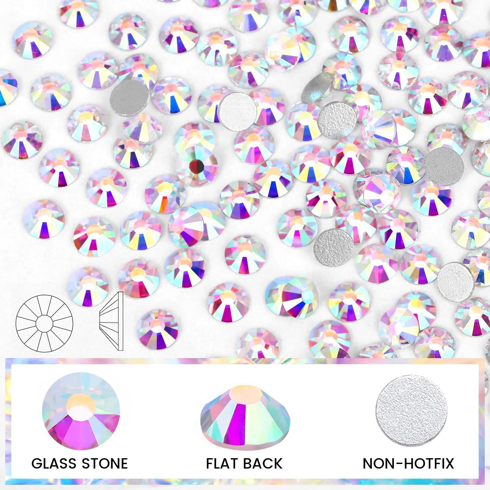 Novani Glass Crystal Rhinestones SS16 (3.8-4.0mm) 1440pcs | Flatback Round Gems for Nail Art, Crafts, Makeup, DIY Decoration - view 2