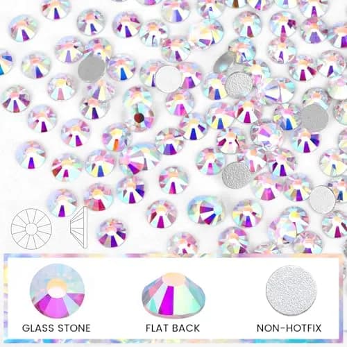 Novani Glass Crystal Rhinestones SS16 (3.8-4.0mm) 1440pcs | Flatback Round Gems for Nail Art, Crafts, Makeup, DIY Decoration thumbnail 2