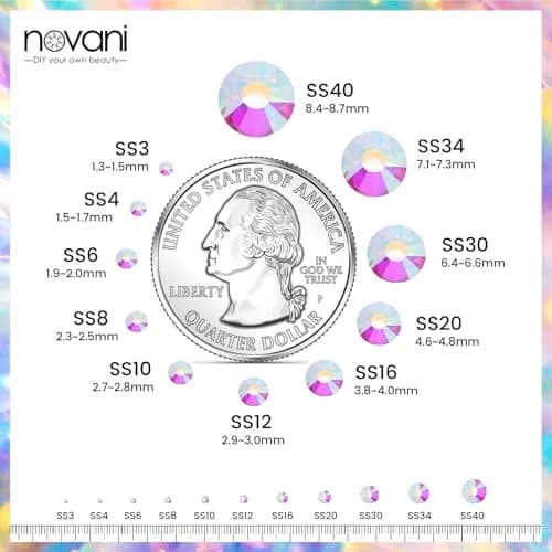 novani Crystal AB Rhinestones SS10 (1440pcs, 2.7-2.9mm) Glass Flatback Round Gems | Non-Hotfix for Nail Art & Crafts thumbnail 3