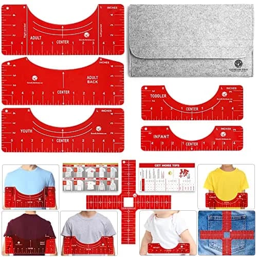Good Life Ideas T-Shirt Ruler Guide for Vinyl Alignment - Set of 7 with Organizer Case thumbnail 1