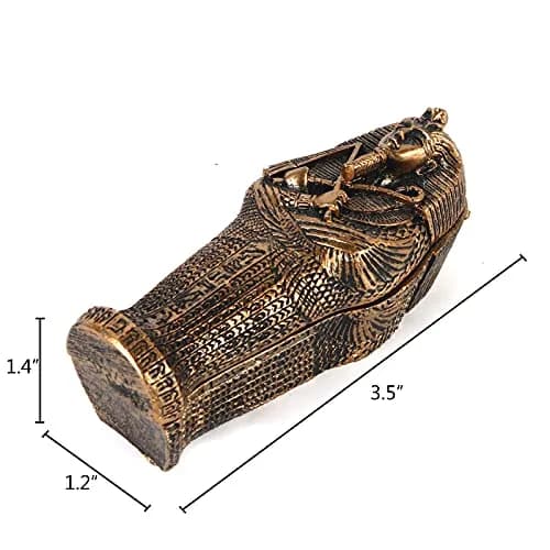 Kocris Casa Mummy Gold Coffin Aquarium Ornament 8.89cm (3.5in) L | Egypt Collection Resin Decor thumbnail 4
