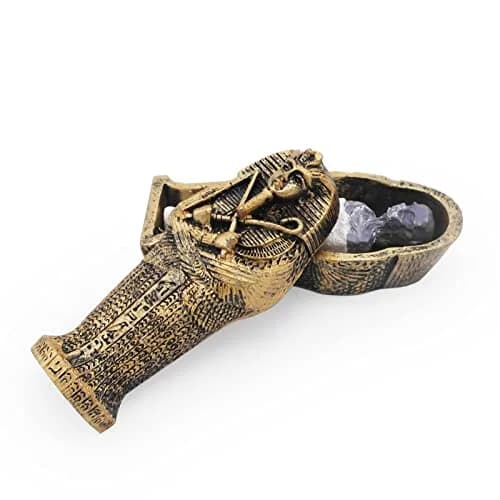 Kocris Casa Mummy Gold Coffin Aquarium Ornament 8.89cm (3.5in) L | Egypt Collection Resin Decor thumbnail 1