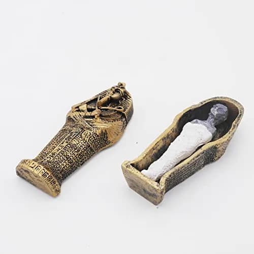 Kocris Casa Mummy Gold Coffin Aquarium Ornament 8.89cm (3.5in) L | Egypt Collection Resin Decor thumbnail 2