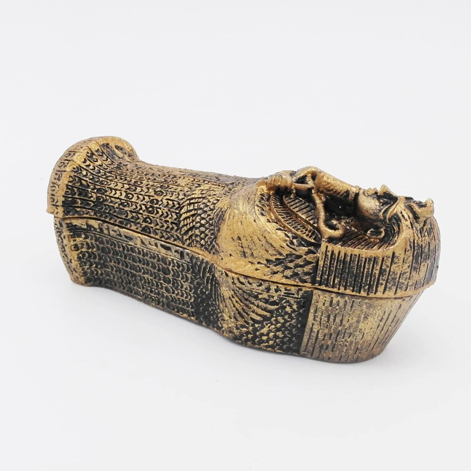 Kocris Casa Mummy Gold Coffin Aquarium Ornament 8.89cm (3.5in) L | Egypt Collection Resin Decor - view 3