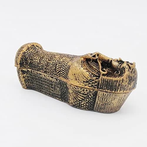Kocris Casa Mummy Gold Coffin Aquarium Ornament 8.89cm (3.5in) L | Egypt Collection Resin Decor thumbnail 3