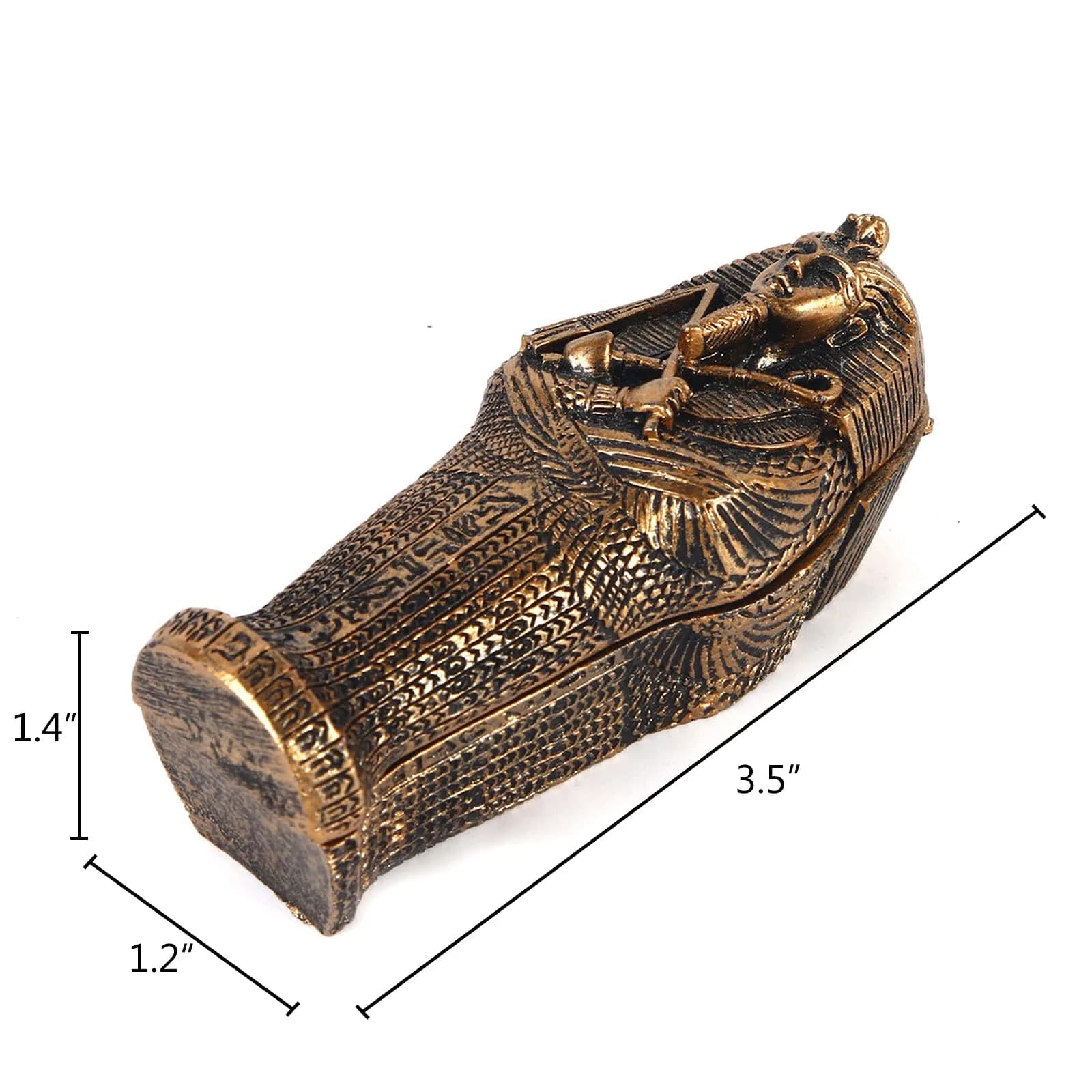 Kocris Casa Mummy Gold Coffin Aquarium Ornament 8.89cm (3.5in) L | Egypt Collection Resin Decor - view 4