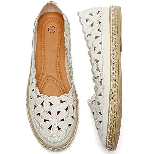 HEAWISH Women's PU Leather Ballet Flats Espadrille Loafers | Breathable, Lightweight & Casual (70-120 chars) thumbnail 1