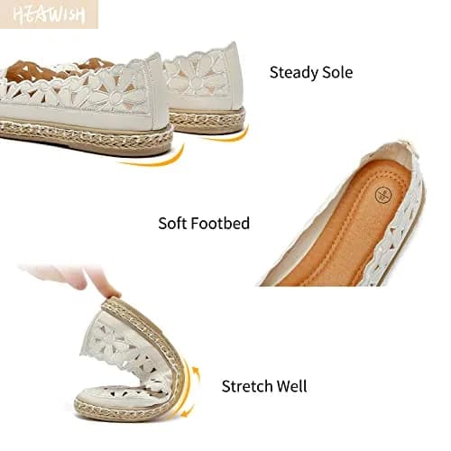 HEAWISH Women's PU Leather Ballet Flats Espadrille Loafers | Breathable, Lightweight & Casual (70-120 chars) thumbnail 4