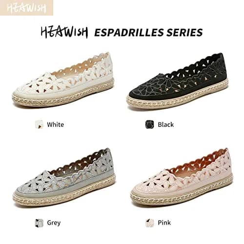 HEAWISH Women's PU Leather Ballet Flats Espadrille Loafers | Breathable, Lightweight & Casual (70-120 chars) thumbnail 5
