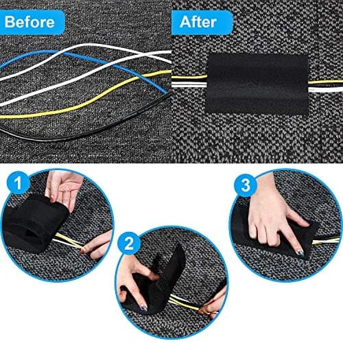 WILLBOND Carpet Cord Cover Cable Protector 9.84 Ft Black | Floor Cable Management for Carpets thumbnail 5