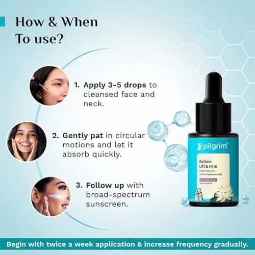 Pilgrim Retinol 0.5% Serum with 1% Hyaluronic Acid 30ml (1.01 Fl Oz) | Anti-Aging Face Serum for Wrinkles & Fine Lines thumbnail 6