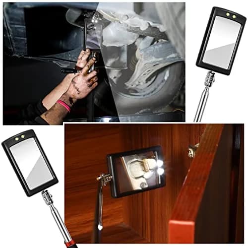 Tatuo 4-Piece Telescoping Inspection Mirror Set with LED Lights | Round & Square Heads, 20-23.5 cm Extended Reach thumbnail 5