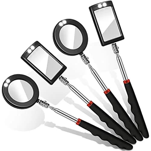 Tatuo 4-Piece Telescoping Inspection Mirror Set with LED Lights | Round & Square Heads, 20-23.5 cm Extended Reach thumbnail 1