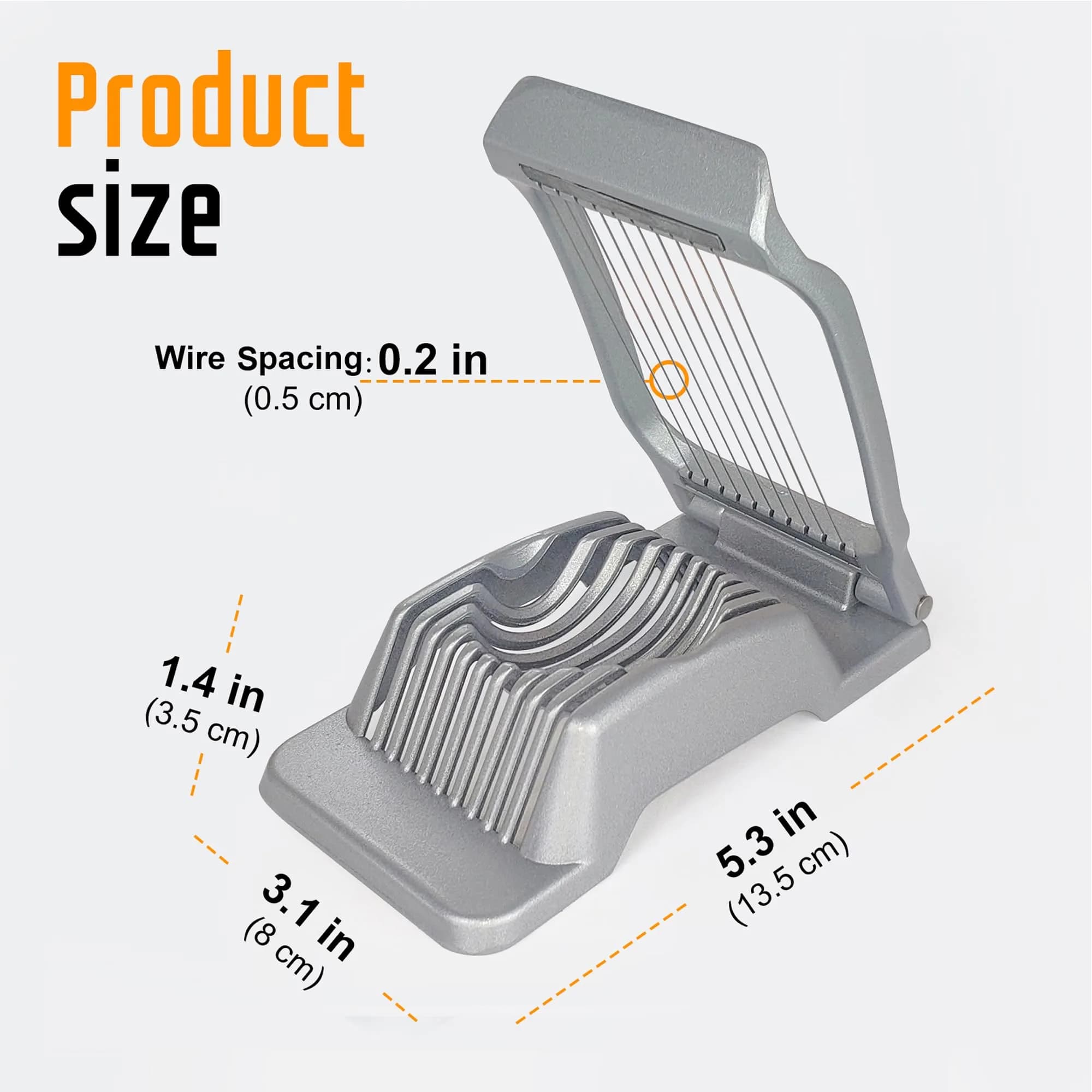 REDSETS Multipurpose Heavy Duty Aluminium Egg Slicer with Stainless Steel Wire | 9 cm (3.5 in) Slices - view 4