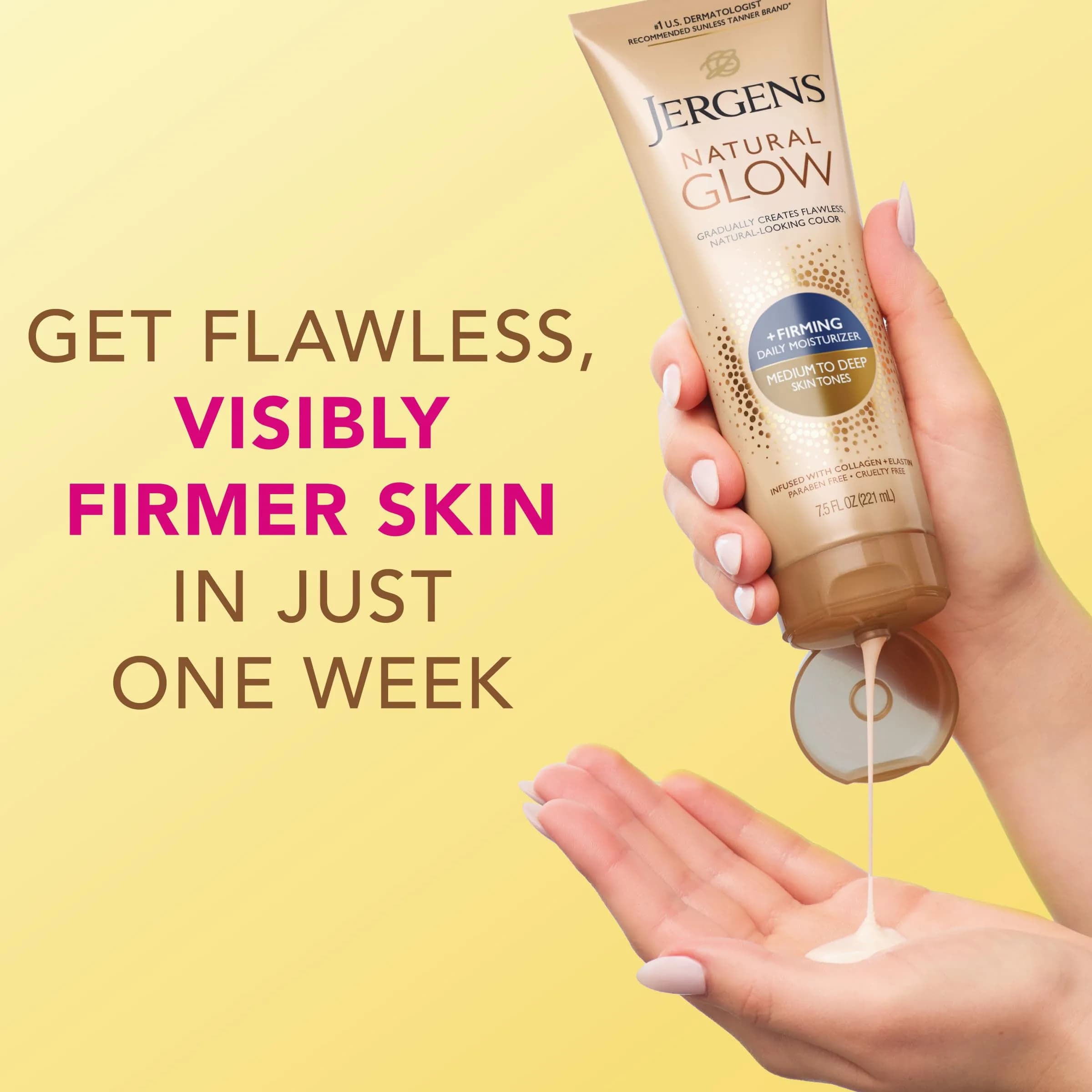 Jergens Natural Glow +Firming Body Lotion Medium to Deep Skin Tone 7.5 Fl Oz (Pack of 2) | Gradual Sunless Tanning Moisturizer for a Healthy Glow - view 5